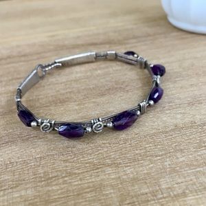 Amethyst and Silver Wire Bracelet